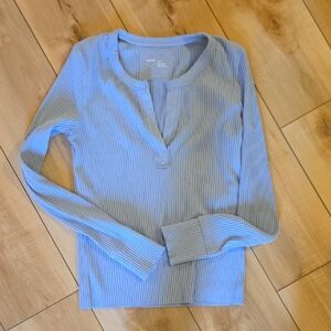 Aerie Slate Blue Ribbed Top